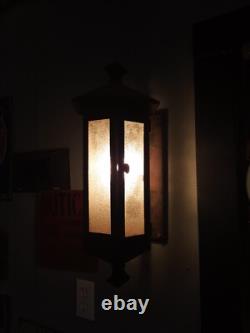 Vintage Antique Steel exterior lantern sconce 1910's, original. Porch light rare