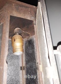 Vintage Antique Steel exterior lantern sconce 1910's, original. Porch light rare