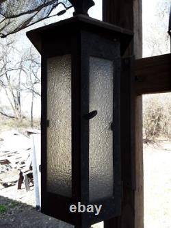Vintage Antique Steel exterior lantern sconce 1910's, original. Porch light rare