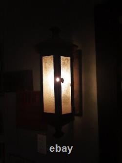 Vintage Antique Steel exterior lantern sconce 1910's, original. Porch light rare