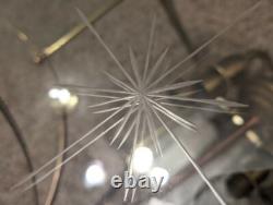 Vintage Antique Sturdy Lantern Co MA Brass Beveled Glass Etched Chandelier