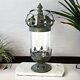Vintage Antique-green/blk/mustard Gold Metal Crown Fleur-de-lis Candle Lantern