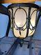 Vintage Art Deco Brass & Cloth Linen Ceiling Fixture Hanging Light Lamp