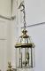Vintage Art Deco Brass & Glass Hall Lantern Pendant Foyer Hanging Light Lamp