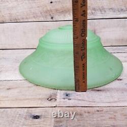 Vintage Art Deco Satin Vaseline Uranium Glass Ceiling Fixture Lamp Light Shade