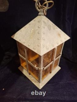 Vintage Arts and Crafts Craftsman Mission Style Hanging Lantern Solid Brass