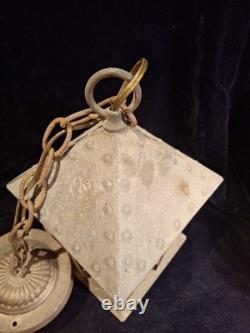 Vintage Arts and Crafts Craftsman Mission Style Hanging Lantern Solid Brass