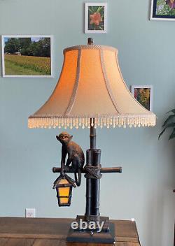 Vintage Asian Bambo Style, Monkey & Lantern Lamp, With Shade BNT#950