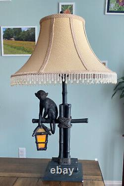 Vintage Asian Bambo Style, Monkey & Lantern Lamp, With Shade BNT#950