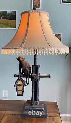 Vintage Asian Bambo Style, Monkey & Lantern Lamp, With Shade BNT#950