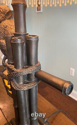 Vintage Asian Bambo Style, Monkey & Lantern Lamp, With Shade BNT#950