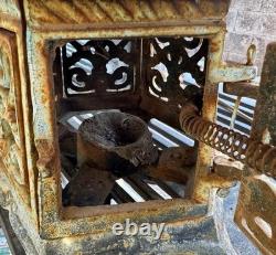 Vintage Asian Pagoda Lantern Cast Iron Tea Light Candle Oxidized