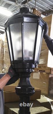Vintage Black Single Street Light, Pole Lamp Municipal Street Light Antique