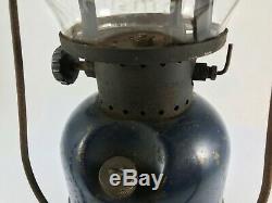 Vintage Blue Coleman Camping Lantern Model 243A! Original Glass Pyrex Globe