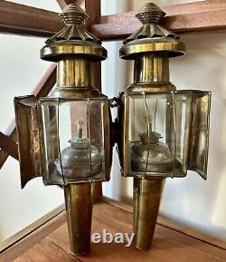 Vintage Brass Antique Automobile Buggy Carriage Gas Lanterns Lamps Made in India