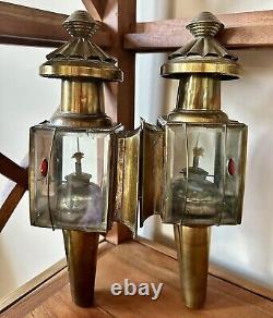 Vintage Brass Antique Automobile Buggy Carriage Gas Lanterns Lamps Made in India
