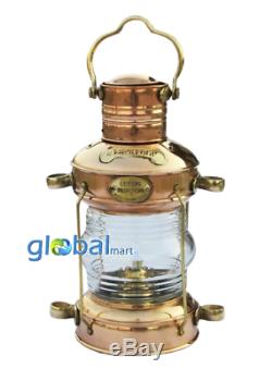 Vintage Brass Antique Ship Lamp Nautical Anchor Lantern Oil Burner Boat Light
