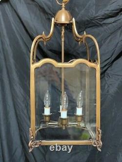 Vintage Brass Brush-Everard Style Chandelier Lantern Colonial Williamsburg Style