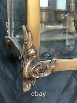 Vintage Brass Brush-Everard Style Chandelier Lantern Colonial Williamsburg Style