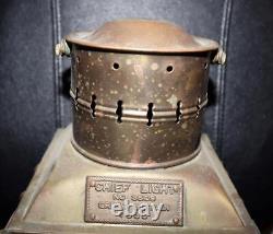 Vintage Brass Caged Cheif Oil Lamp No. 3509 Great Britain 1935 Cargo Lantern