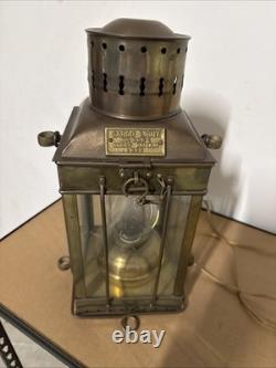 Vintage Brass & Copper Cargo Light No. 3954 Great Britain 1939 Converted To Elec