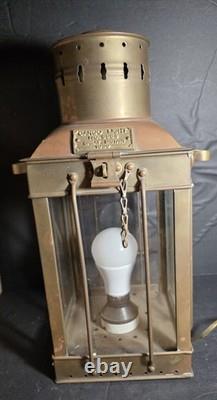 Vintage Brass & Copper Cargo Light No. 3954 Great Britain 1939 Converted To Elec