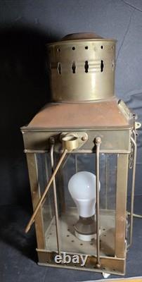 Vintage Brass & Copper Cargo Light No. 3954 Great Britain 1939 Converted To Elec