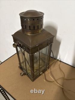 Vintage Brass & Copper Cargo Light No. 3954 Great Britain 1939 Converted To Elec