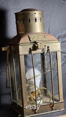 Vintage Brass & Copper Cargo Light No. 3954 Great Britain 1939 Converted To Elec