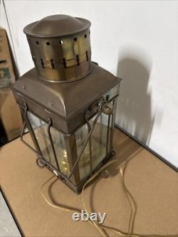 Vintage Brass & Copper Cargo Light No. 3954 Great Britain 1939 Converted To Elec
