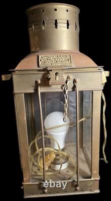 Vintage Brass & Copper Cargo Light No. 3954 Great Britain 1939 Converted To Elec