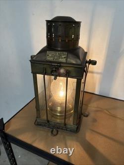 Vintage Brass & Copper Cargo Light No. 3954 Great Britain 1939 Converted To Elec
