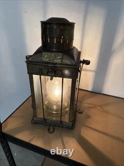 Vintage Brass & Copper Cargo Light No. 3954 Great Britain 1939 Converted To Elec