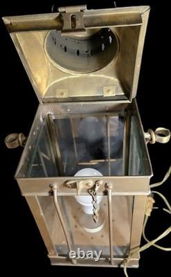 Vintage Brass & Copper Cargo Light No. 3954 Great Britain 1939 Converted To Elec