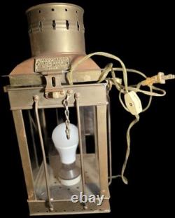 Vintage Brass & Copper Cargo Light No. 3954 Great Britain 1939 Converted To Elec