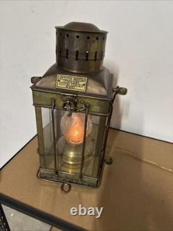 Vintage Brass & Copper Cargo Light No. 3954 Great Britain 1939 Converted To Elec