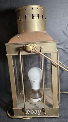 Vintage Brass & Copper Cargo Light No. 3954 Great Britain 1939 Converted To Elec