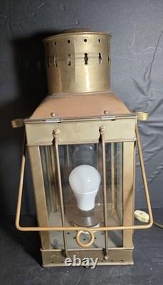 Vintage Brass & Copper Cargo Light No. 3954 Great Britain 1939 Converted To Elec