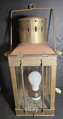 Vintage Brass & Copper Cargo Light No. 3954 Great Britain 1939 Converted To Elec