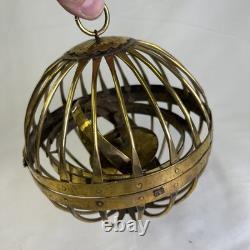 Vintage Brass Copper Metal Gimbaled Gyroscopic Castle Nautical Oil Lantern Light