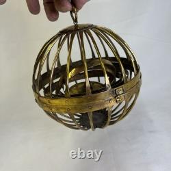 Vintage Brass Copper Metal Gimbaled Gyroscopic Castle Nautical Oil Lantern Light