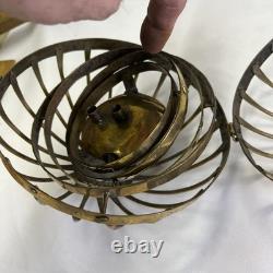Vintage Brass Copper Metal Gimbaled Gyroscopic Castle Nautical Oil Lantern Light