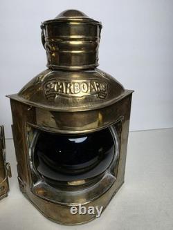 Vintage Brass/Copper Starboard & Port Signal Lanterns Original Red & Blue Glass