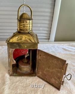 Vintage Brass/Copper Starboard & Port Signal Lanterns Original Red & Blue Glass