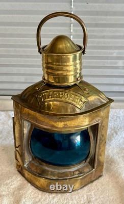 Vintage Brass/Copper Starboard & Port Signal Lanterns Original Red & Blue Glass