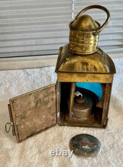 Vintage Brass/Copper Starboard & Port Signal Lanterns Original Red & Blue Glass