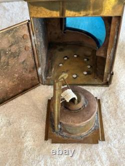 Vintage Brass/Copper Starboard & Port Signal Lanterns Original Red & Blue Glass