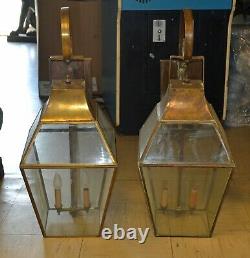 Vintage Brass Exterior Wall Mount Light Fixtures Lanterns 31 Tall