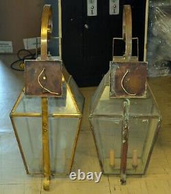 Vintage Brass Exterior Wall Mount Light Fixtures Lanterns 31 Tall