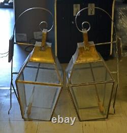 Vintage Brass Exterior Wall Mount Light Fixtures Lanterns 31 Tall